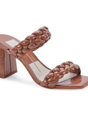 Dolce Vita (Paily) Braided Strap Patent Leather Brown Block Heel Sandals - Women